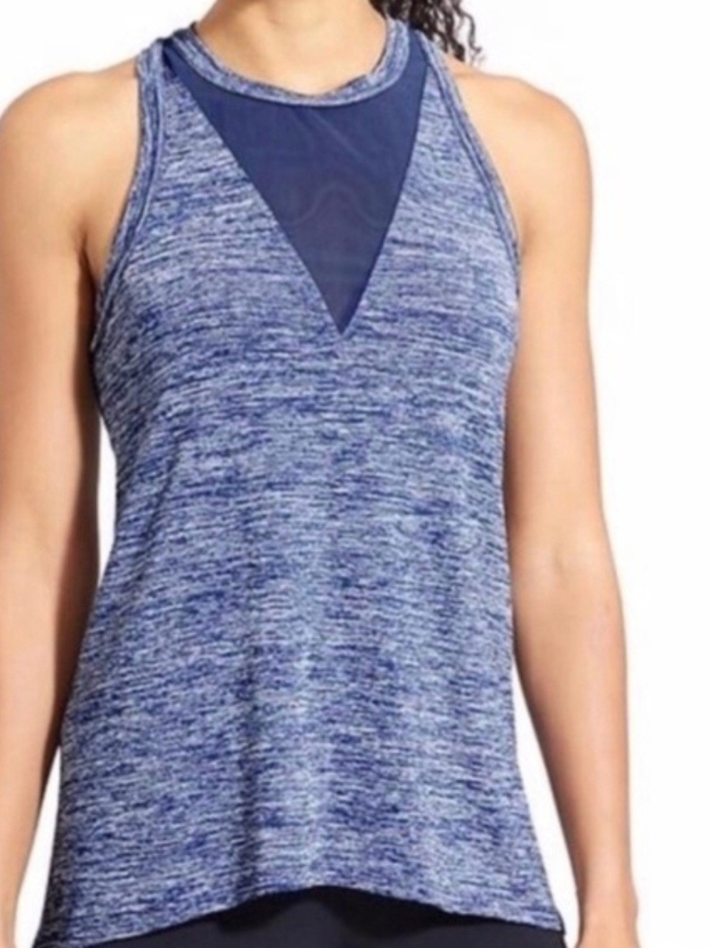 Only Bundle 💎Athleta Blue Heathered Racerback Tank with Mesh V-Inset